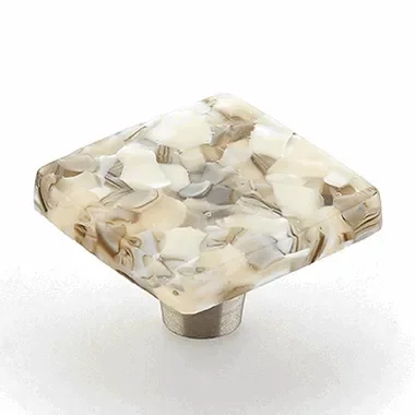 1 1/2 Inch Ice Sable Pebbles Square Knob (Stainless Steel Finish)