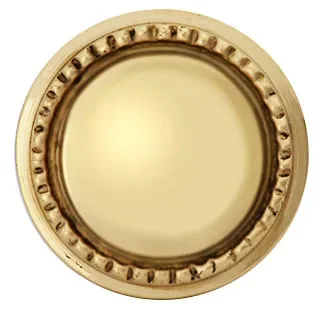 1 1/2 Inch Solid Brass Beaded Round Knob (Polished Brass Finish)