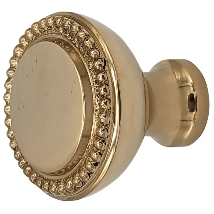 1 1/2 Solid Brass Beaded Round Cabinet & Furniture Knob