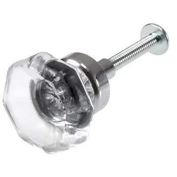 1 Inch Crystal Octagon Old Town Cabinet Knob (Polished Chrome Base)