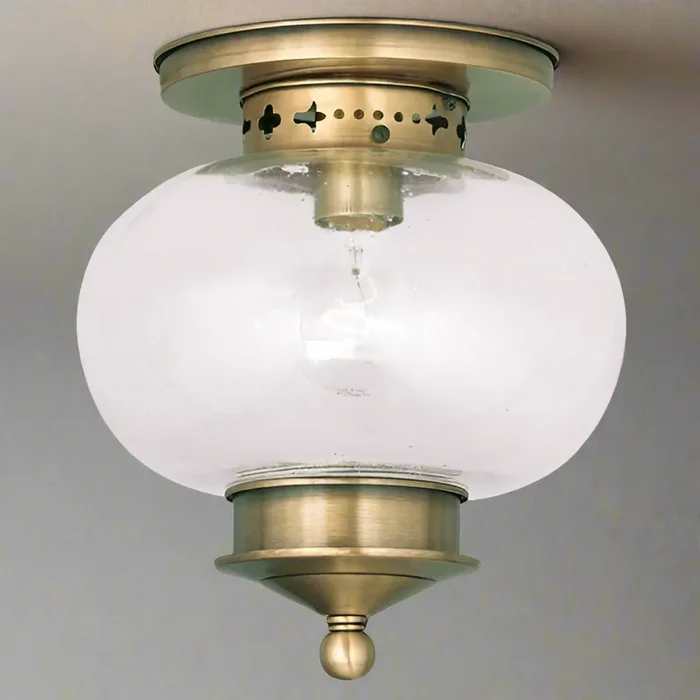 1 Light Antique Brass Ceiling Mount
