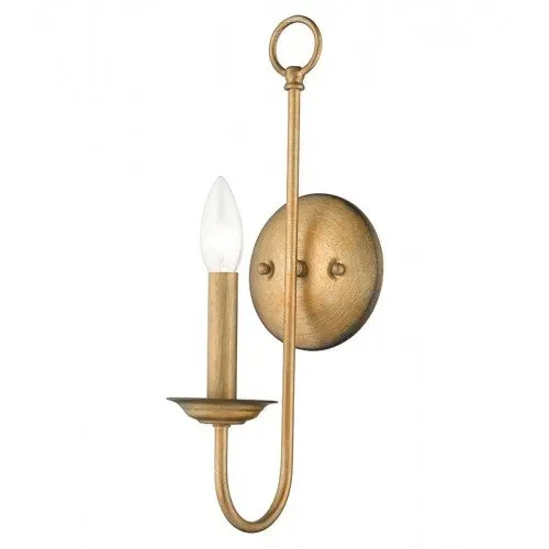 1 Light Antique Gold Leaf Single Sconce