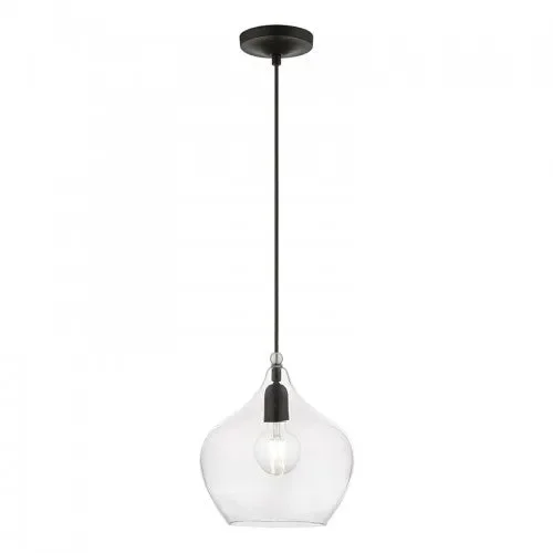 1 Light Black with Brushed Nickel Accent Pendant