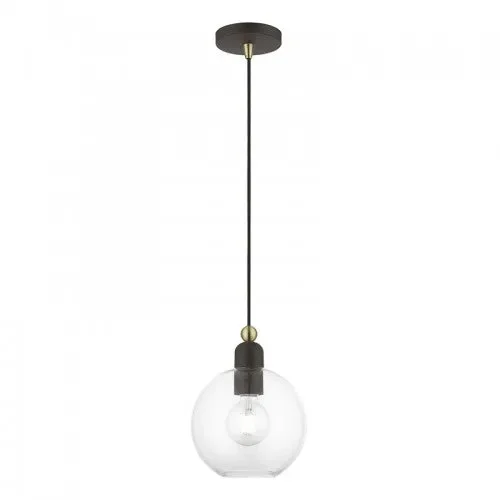 1 Light Bronze with Antique Brass Accents Sphere Pendant