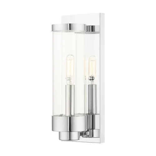1 Light Polished Chrome Outdoor ADA Wall Lantern