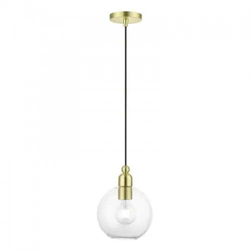 1 Light Satin Brass Sphere Pendant