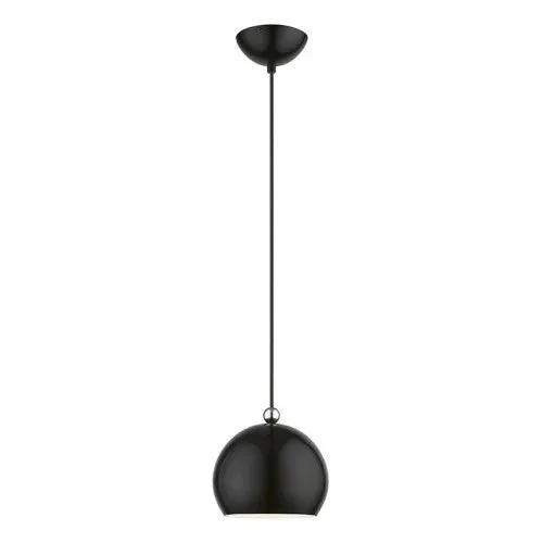1 Light Shiny Black with Polished Chrome Accents Globe Mini Pendant