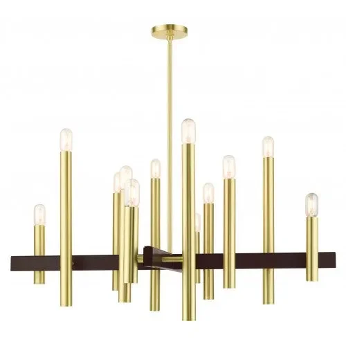 12 Light Satin Brass Chandelier
