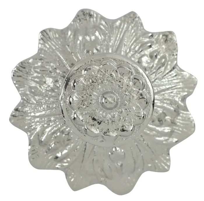 2 2/5 Inch Solid Brass Victorian Floral Cabinet & Furniture Knob (Polished Chrome)