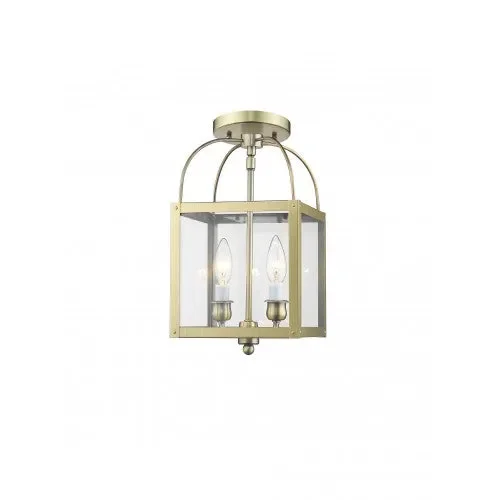 2 Light Antique Brass Chain Hang/Ceiling Mount