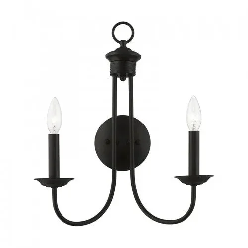2 Light Black Double Sconce