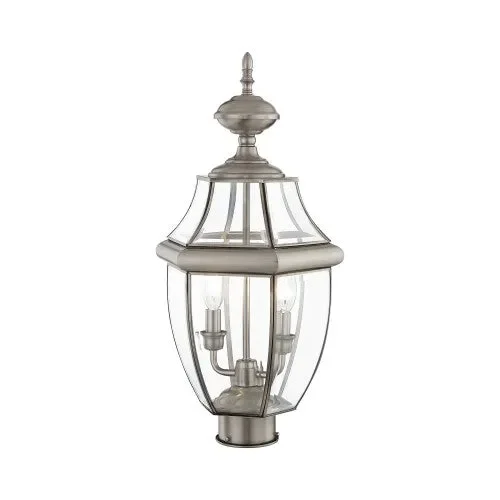 2 Light Brushed Nickel Outdoor Post Top Lantern