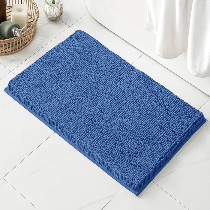 24″x16″ – Large Blue Soft Cozy Plush Chenille Bath Mat Bathroom Rug