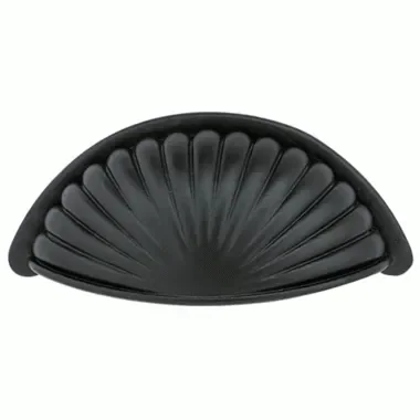 3 3/8 Inch (3 Inch c-c) Tuscany Bronze Fluted Bin Pull (Flat Black Finish)