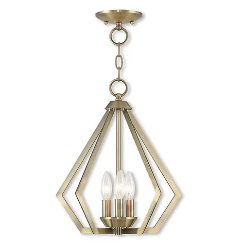 3 Light Antique Brass Chandelier/Ceiling Mount