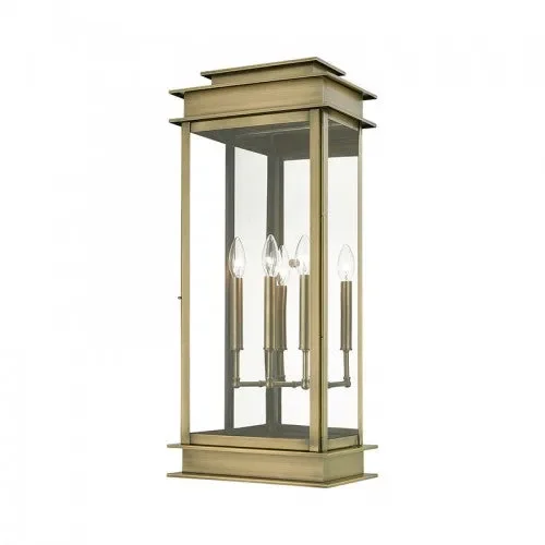 3 Light Antique Brass with Polished Chrome Stainless Steel Reflector Outdoor Extra Large Wall Lantern