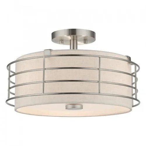 3 Light Brushed Nickel Large Semi-Flush