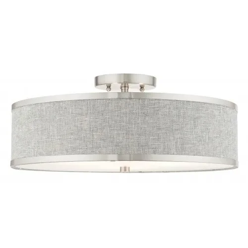 3 Light Brushed Nickel Semi Flush
