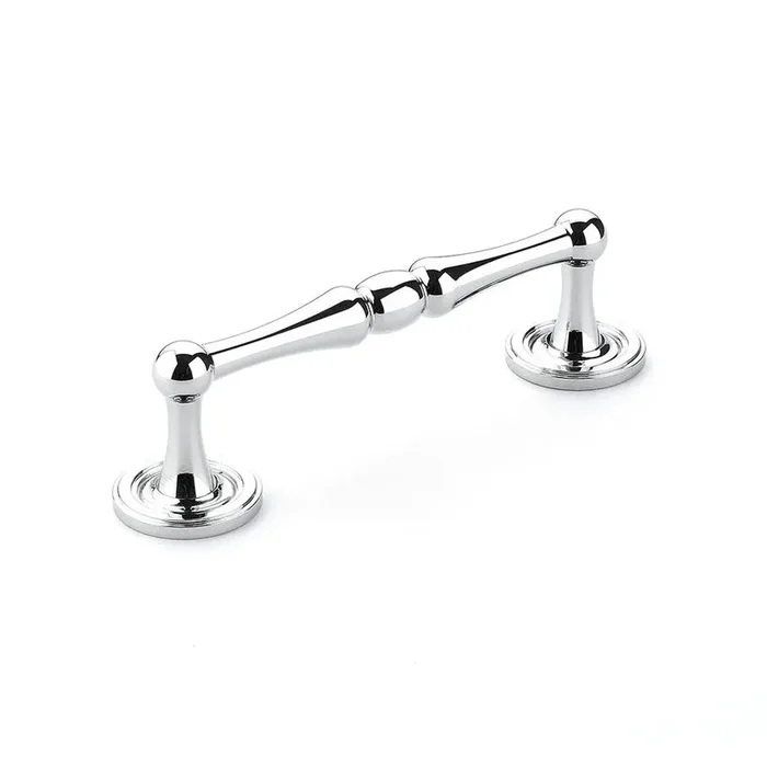 4 1/2 Inch (4 Inch c-c) Atherton Pull with Plain Footplates (Polished Chrome Finish)
