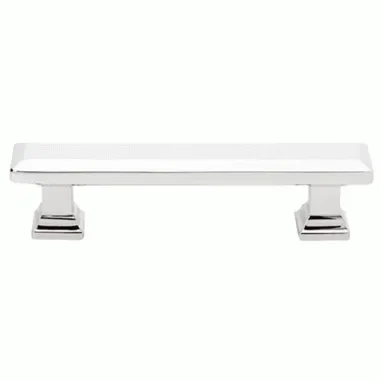 4 1/4 Inch Overall (3 Inch c-c) Brass Geometric Rectangular Pull (Polished Chrome Finish)