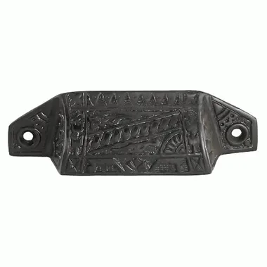 4 1/8 Inch Overall (3 1/2 Inch c-c) Solid Brass Eastlake Bin or Cup Pull (Black Bronze Finish)