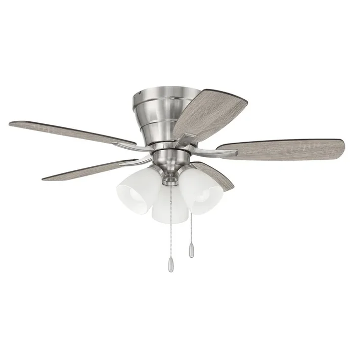 42″ Wheeler 3-Light in Brushed Polished Nickel w/ Driftwood/Walnut Blades