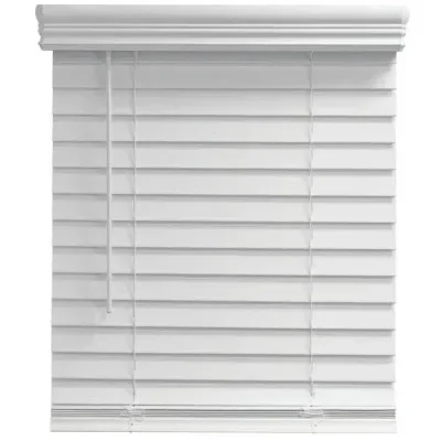 47×60 Inch White 2 Inch Faux Wood Horizontal Blind