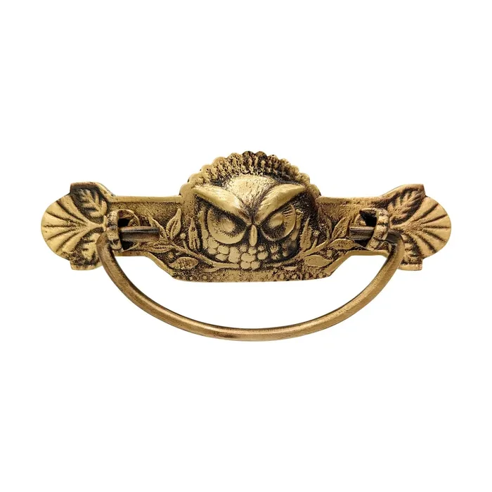 5 Inch (3 Inch c-c) Eastlake Owl Bail Pull (Antique Brass Finish)