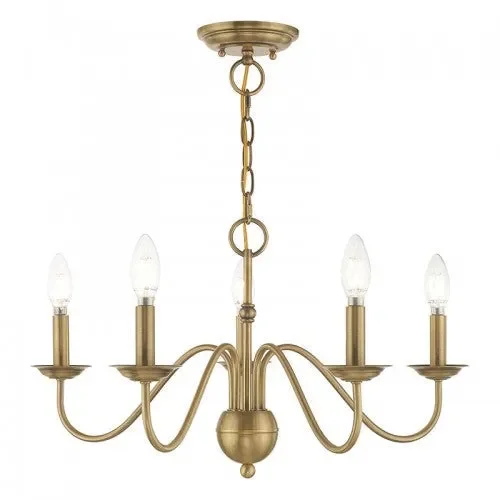 5 Light Antique Brass Chandelier