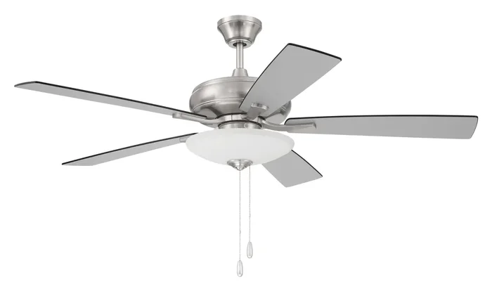 52″ Eos 3 Light Bowl in Brushed Polished Nickel w/ Brushed Nickel/Greywood Blades