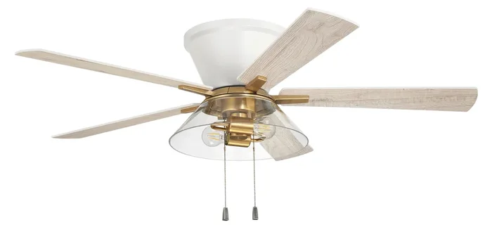 52″ Insight White/SB Finish, White/Washed Oak Blades, Integrated Light kit Included
