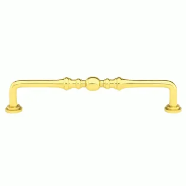 6 1/2 Inch (6 Inch c-c) Solid Brass Spindle Pull Polished Brass Finish