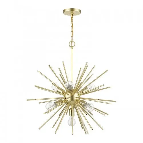 7 Light Soft Gold with Polished Brass Accents Pendant Chandelier