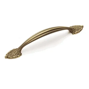 8 3/4 Inch (6 Inch c-c) Corinthian Cabinet Pull (Redington Brass Finish)