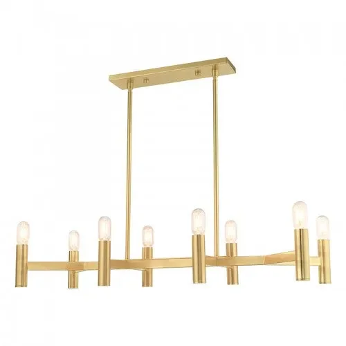 8 Light Satin Brass Linear Chandelier