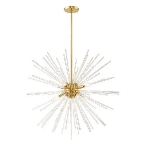 8 Light Satin Brass Pendant Chandelier