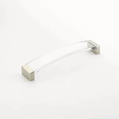 9 1/4 Inch (8 3/4 Inch c-c) Positano Arched Clear Pull (Satin Nickel Finish)