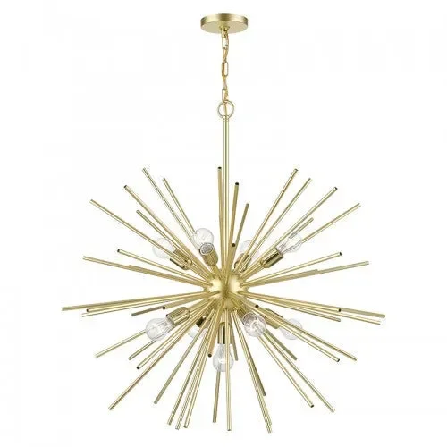 9 Light Soft Gold with Polished Brass Accents Foyer Pendant Chandelier