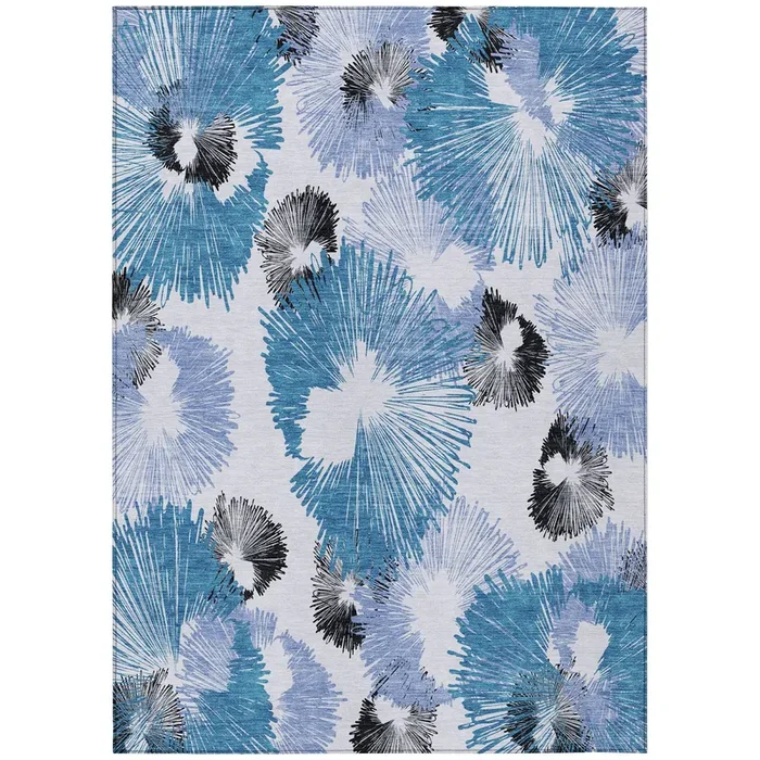 Addison Chantille ACN2132 Floral Machine Made Transitional Blue Rug