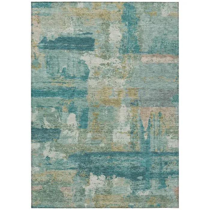 Addison Chantille ACN2147 Abstract Machine Made Transitional Teal Rug