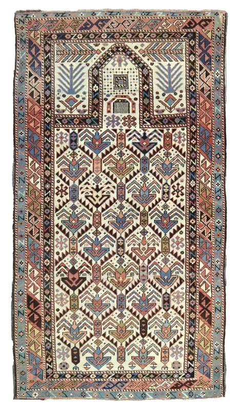 Antique Akstafa Prayer Handwoven Tribal Rug, JF8602