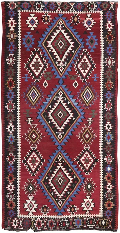 Antique Shrivan Kilim Handwoven Tribal Rug, J63338