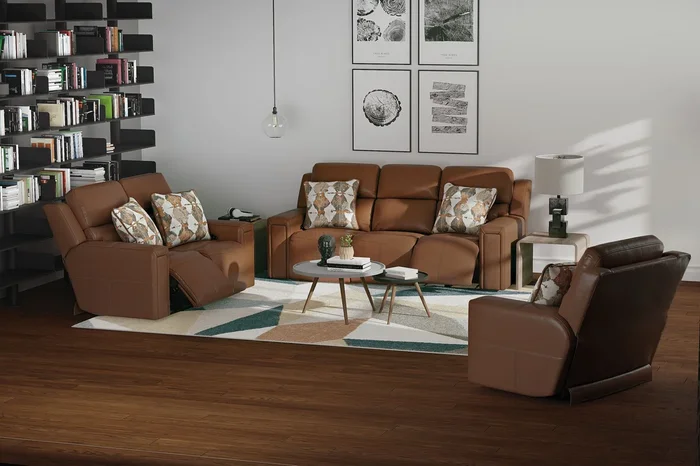 Arezzo – Power Headrest Power Reclining Sofa With Zero Gravity/Extended Ottoman – Whiskey