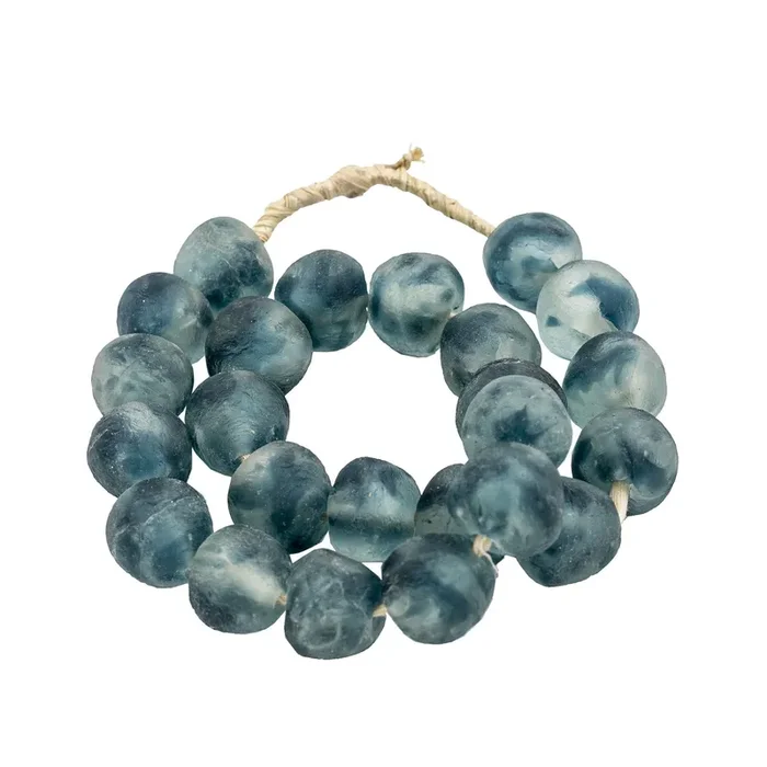 Attie Sea Glass Beads, Frosty Blue