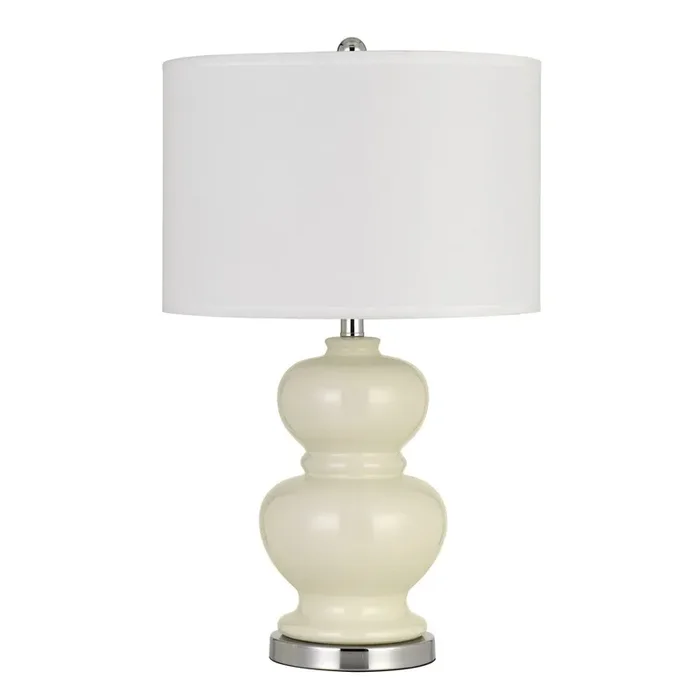 BERGAMO CERAMIC TABLE LAMP WITH HARDBACK WHITE FABRIC SHADE (SOLD AND PRICED AS PAIRS)