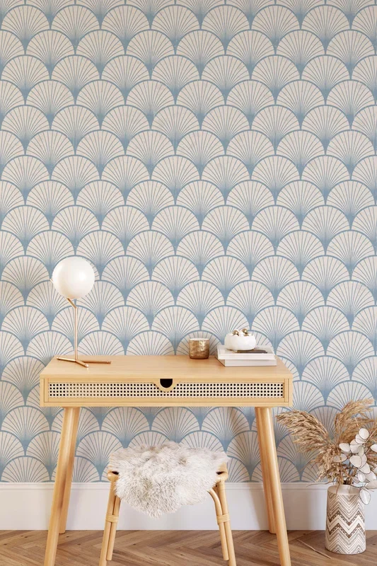 Blue Art Deco Wallcovering