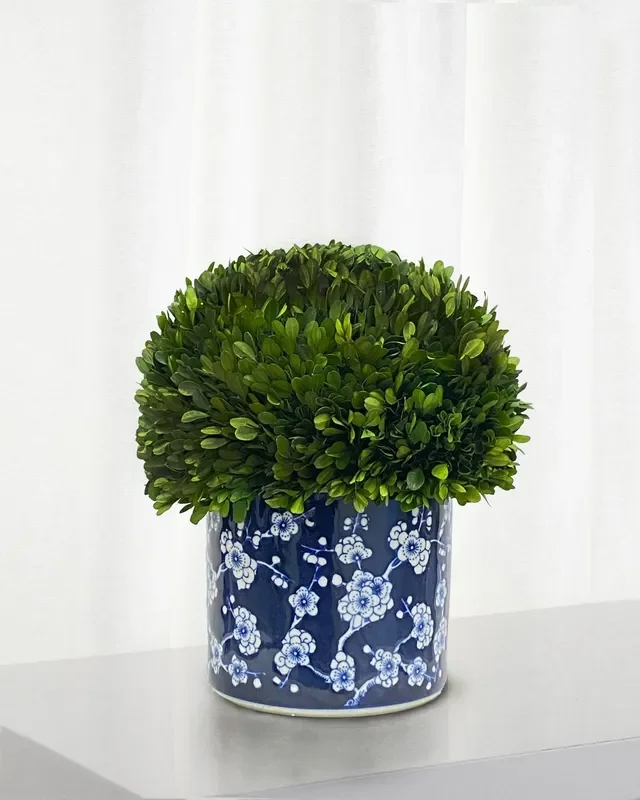 Boxwood Half Ball Artificial Plant In Pot 14.5”