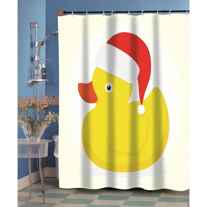 Carnation Home Fashions “Christmas Ducky” Fabric Shower Curtain – Multi 70×72″