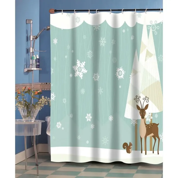 Carnation Home Fashions “Forest Friends” Fabric Shower Curtain – Multi 70×72″