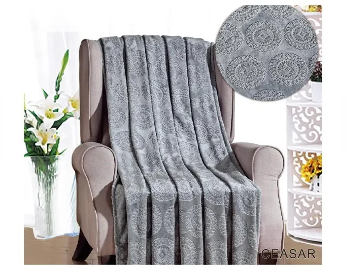 Ceasar Soft Plush Contemporary Embossed Collection All Season Throw 50″x60″, Grey